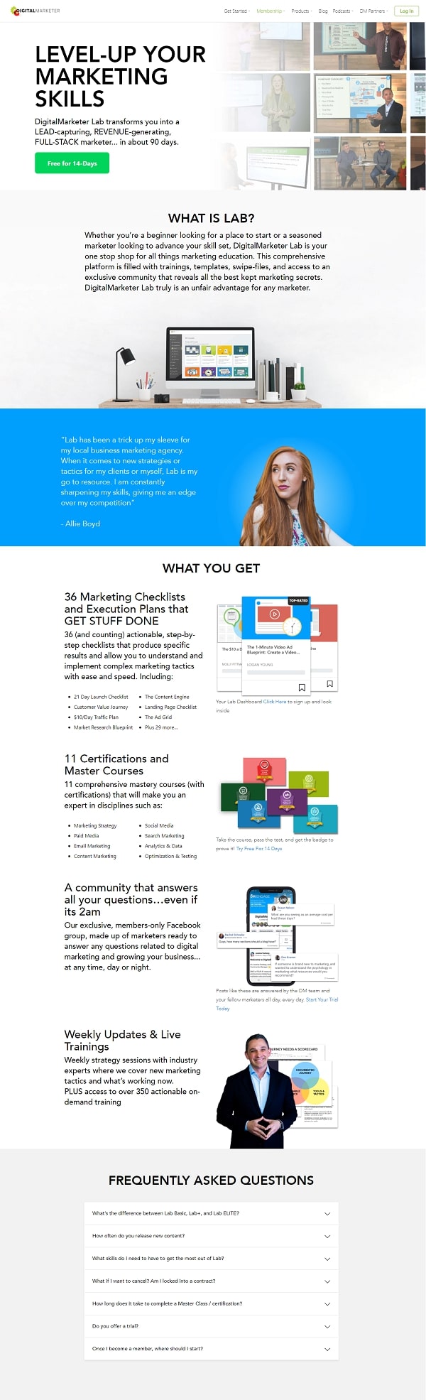 Digital marketer digital marketing page example