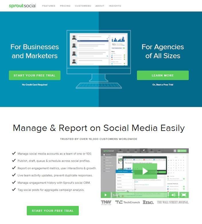 SproutSocial example landing page SproutSocial example landing page